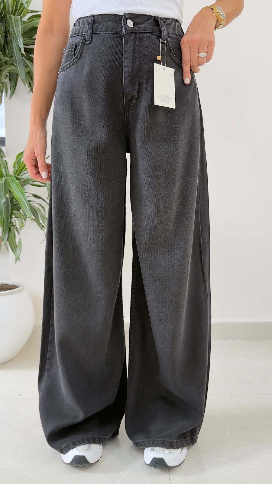 Premium Yumuşak Dokulu Denim Palazzo Antrasit