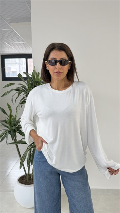  Çilek kumaş Bisiklet yaka Bluz Ekru