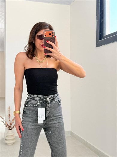  Dilvin Starplez Crop Top Siyah