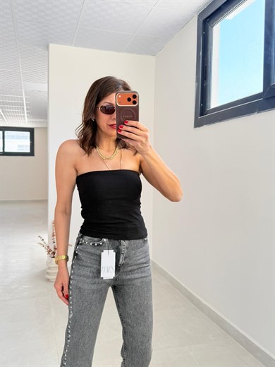  Dilvin Starplez Crop Top Siyah