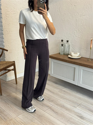  İthal Modal Kumaş Biyeli Pantolon Eskitme Kahve