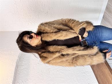  Lolita Kürk Çizgili Tina Camel 