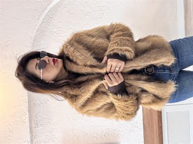  Lolita Kürk Çizgili Tina Camel 