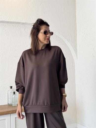  Modal Takım Şalvarlı Pantolon Kahverengi