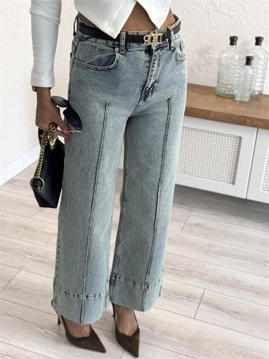  Paça geniş katlamalı  Boydan Çimalı Jean