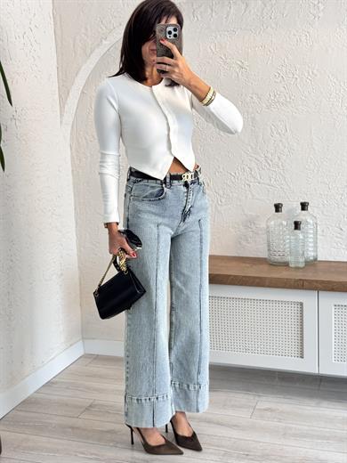  Paça geniş katlamalı  Boydan Çimalı Jean