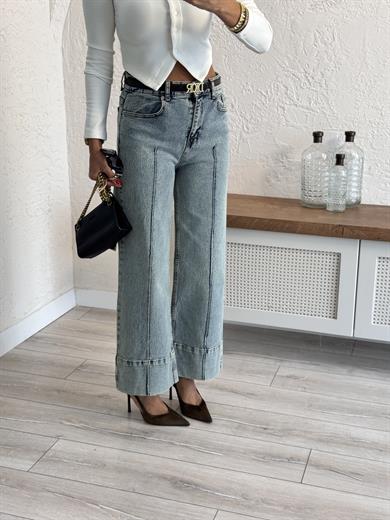  Paça geniş katlamalı  Boydan Çimalı Jean