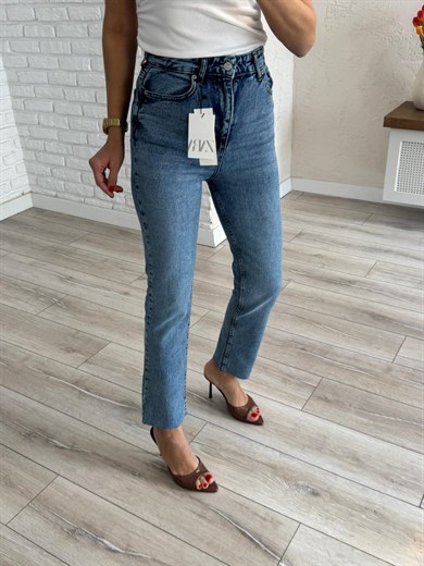  Premium Kalite Yüksek Bel Boyfit Jean  Açık Mavi