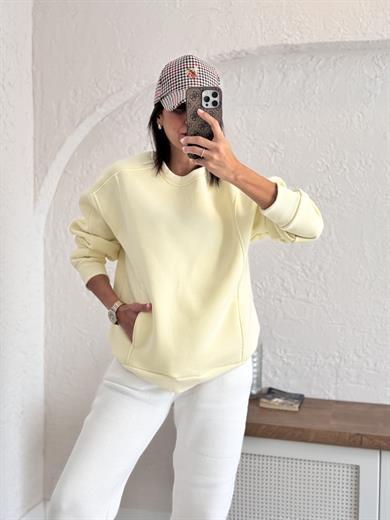  Sarı Bisiklet Yaka Sweat 