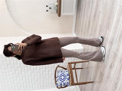 Belize Şardonlu İspanyol Tayt Koyu Vizon 