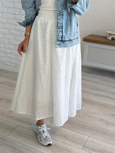 Beyaz Fisto İç Astarlı Etek