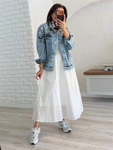 Beyaz Fisto İç Astarlı Etek