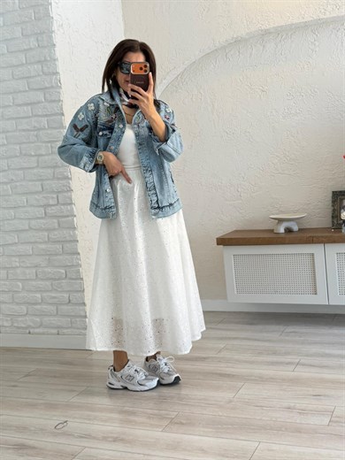 Beyaz Fisto İç Astarlı Etek