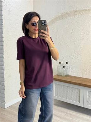 Bisiklet Yaka Modal Kumaş Tişört Bordo