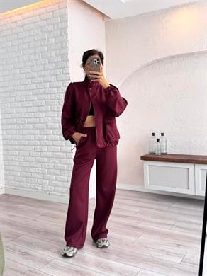 Bomber Ceketli Takım Bordo