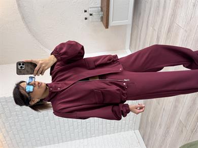 Bomber Ceketli Takım Bordo