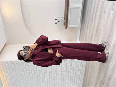 Bomber Ceketli Takım Bordo