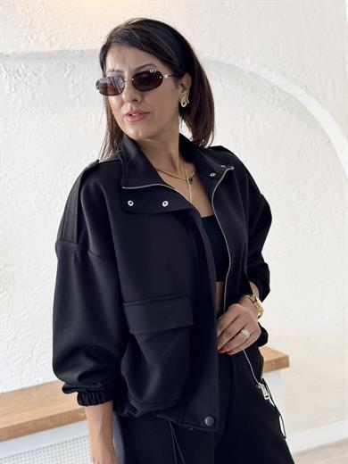 Bomber Ceketli Takım Siyah