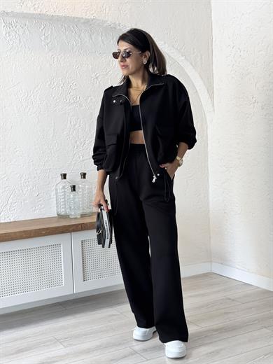 Bomber Ceketli Takım Siyah