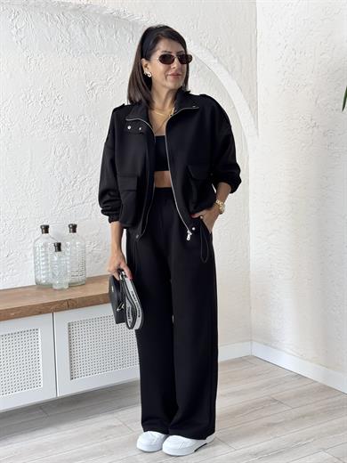 Bomber Ceketli Takım Siyah
