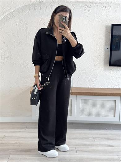 Bomber Ceketli Takım Siyah