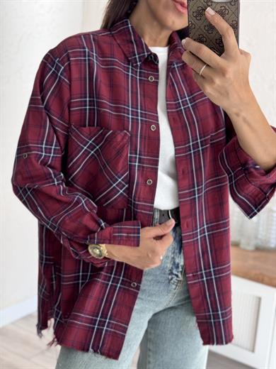 Bordo Ekoseli Gömlek 