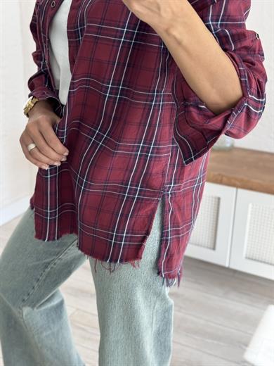 Bordo Ekoseli Gömlek 