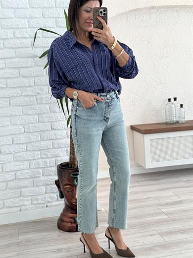 Boyfit Kesik Paça Tİnt Yeşili Jean