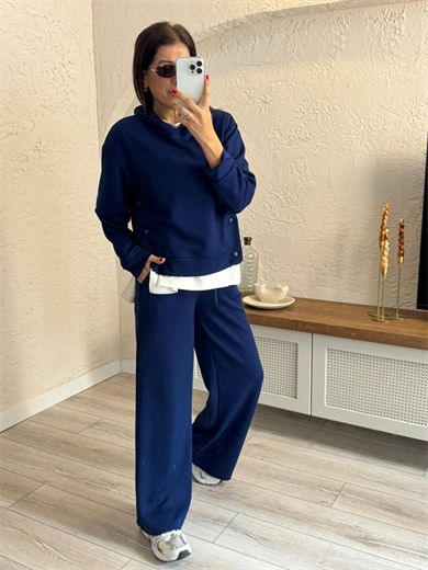 Çıtçıt Düğmeli Modal Takım Lacivert