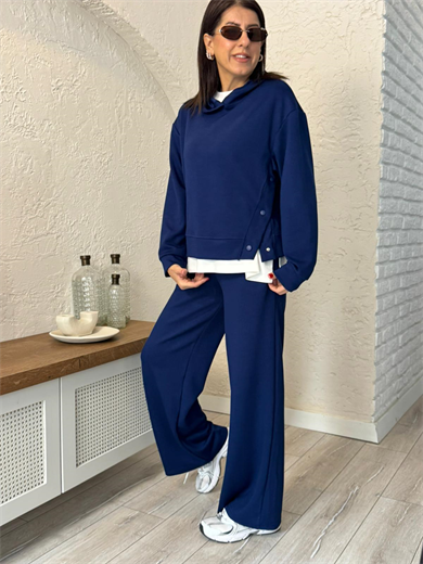 Çıtçıt Düğmeli Modal Takım Lacivert