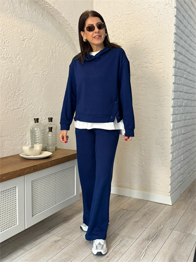 Çıtçıt Düğmeli Modal Takım Lacivert