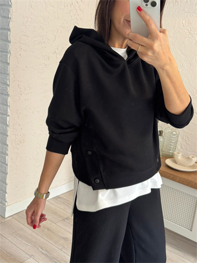 Çıtçıt Düğmeli Modal Takım Siyah