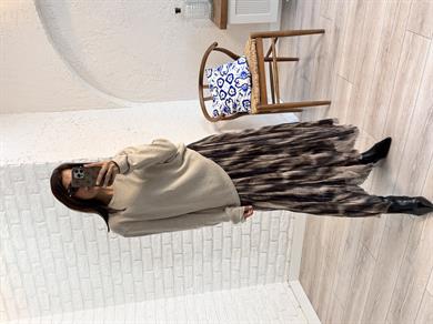 Çok Renkli Astarlı Şifon Etek 