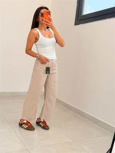Culotte Tensel Kot Pantolon Bej