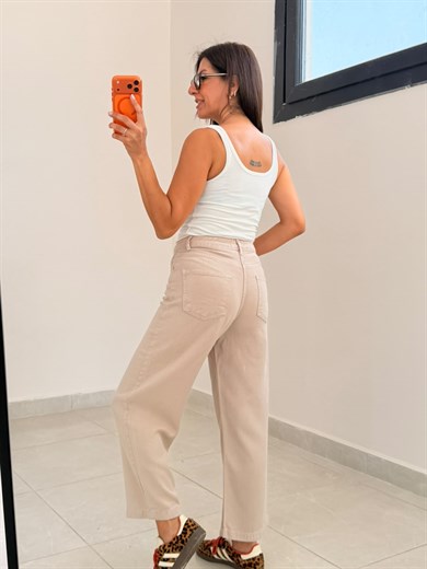Culotte Tensel Kot Pantolon Bej