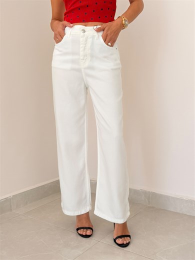Culotte Tensel Kot Pantolon Ekru