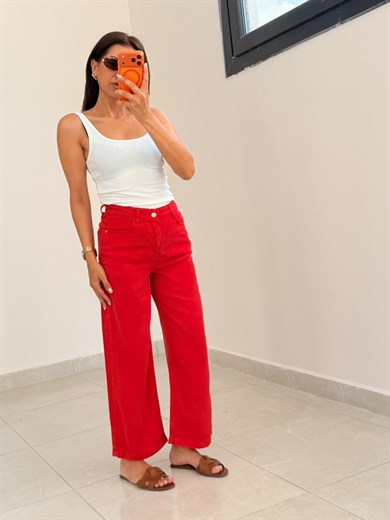Culotte Tensel Kot Pantolon Kırmızı