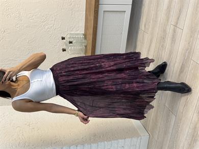 Desenli Etek Mürdüm 