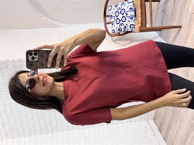 Dikiş Detaylı Tshirt Bordo