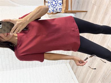 Dikiş Detaylı Tshirt Bordo