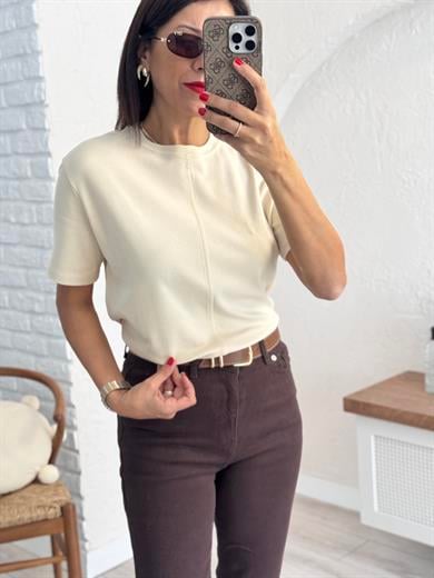 Dikiş Detaylı Tshirt Taş