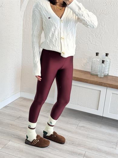 Dilvin Bordo Parlak Tayt