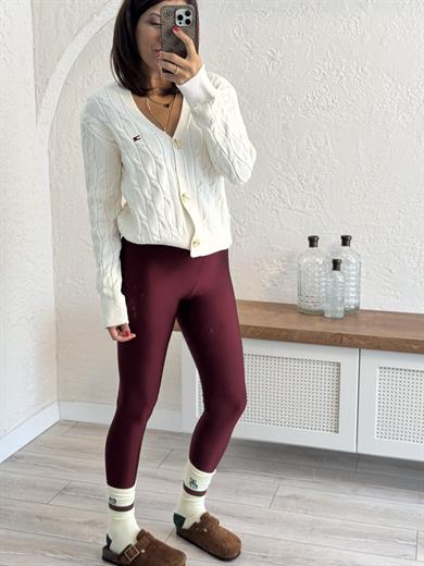 Dilvin Bordo Parlak Tayt