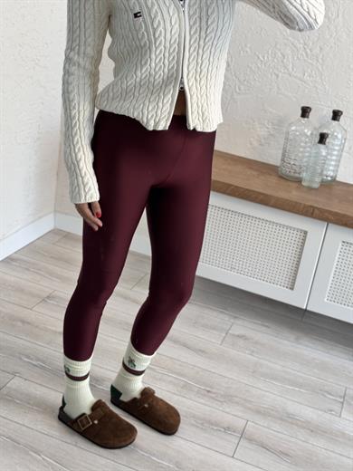 Dilvin Bordo Parlak Tayt