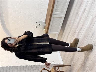 Ekoseli Zımbalı Kaşe  Kahve Gömlek 