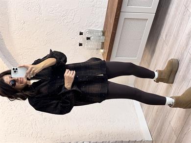 Ekoseli Zımbalı Kaşe  Kahve Gömlek 