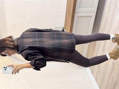 Ekoseli Zımbalı Kaşe  Kahve Gömlek 