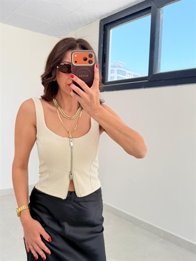 Fermuarlı Korse Top Taş 