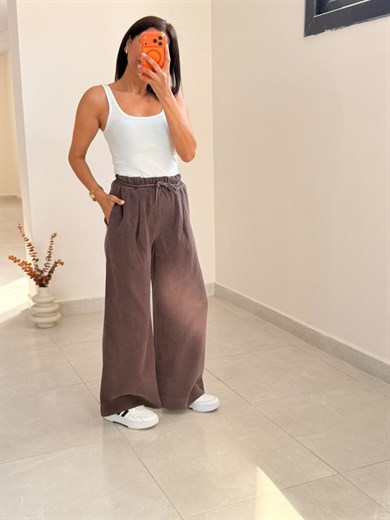 Gabardin Patlı Pantolon Kahve 
