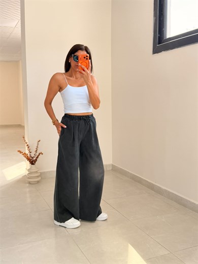 Gabardin Patlı Pantolon Siyah
